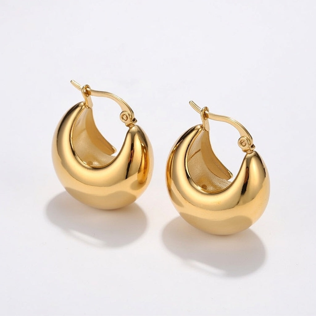 Scarlett, PVD Coated, 18K Gold Plated Solid Gold Color Drop Stainless Steel Retro Earrings