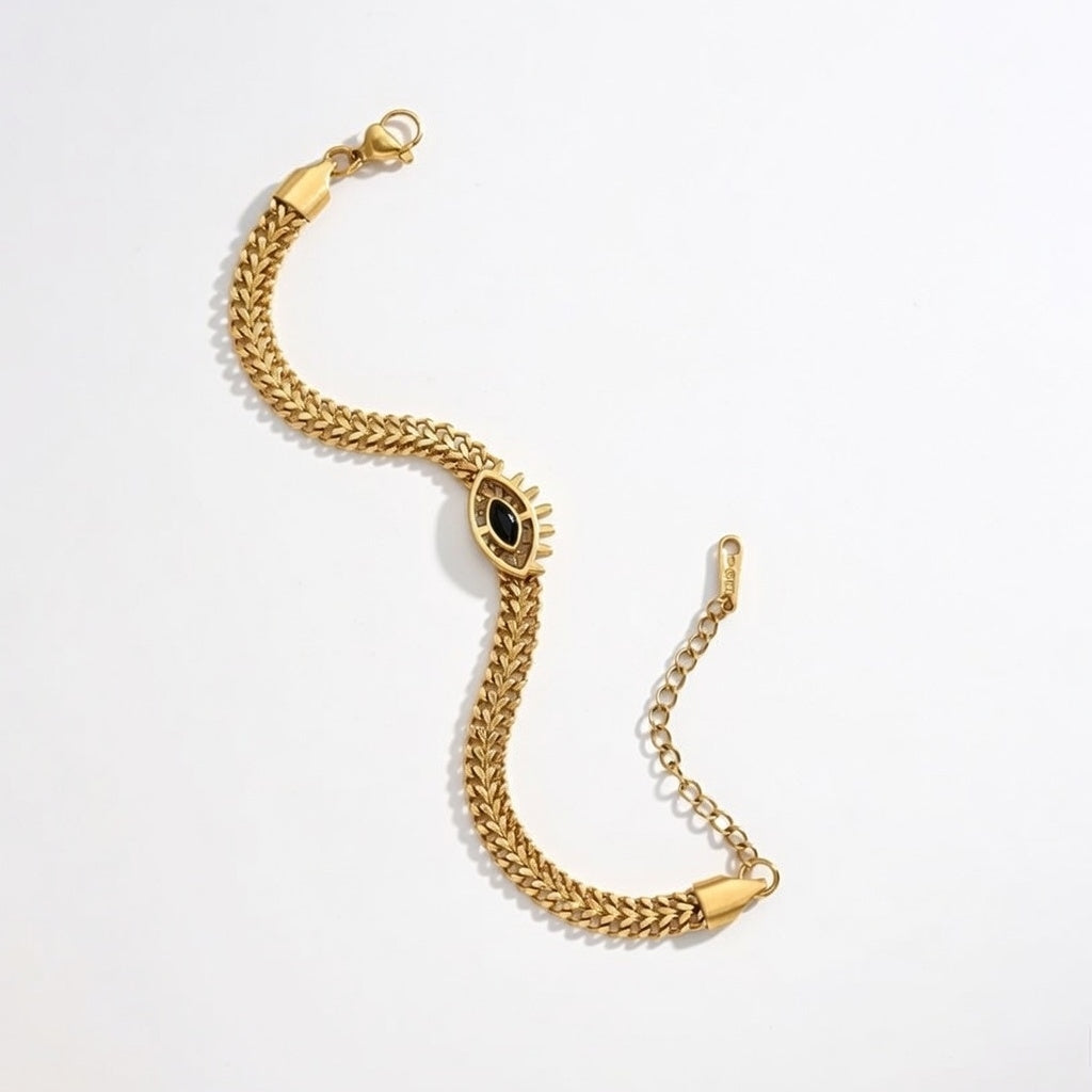 Maleficent Evil Eye Titanium Steel Bracelet, 18K Gold Plated for women