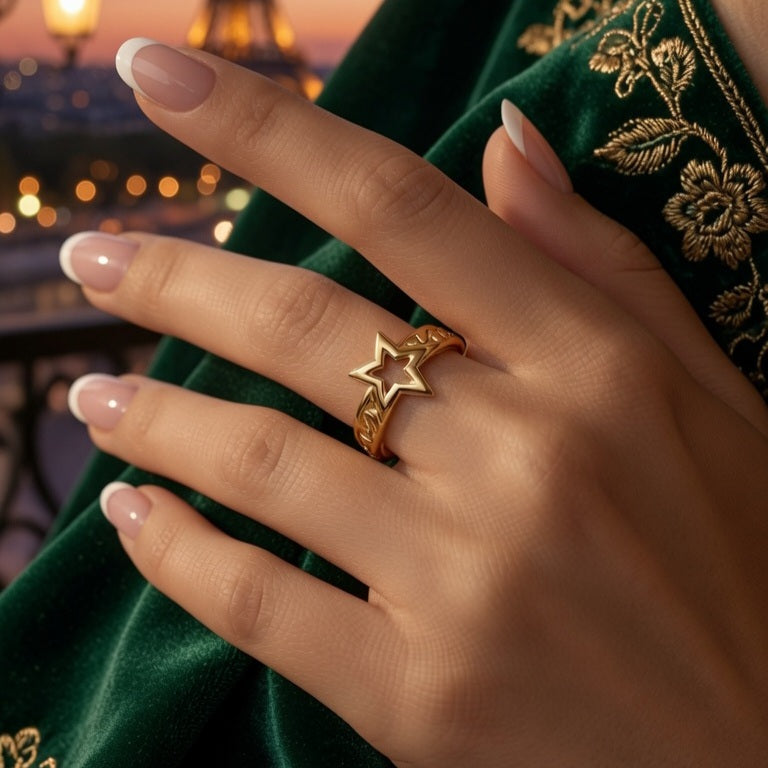 Starlight Stainless Steel Plating 18k Gold Plated Open Ring