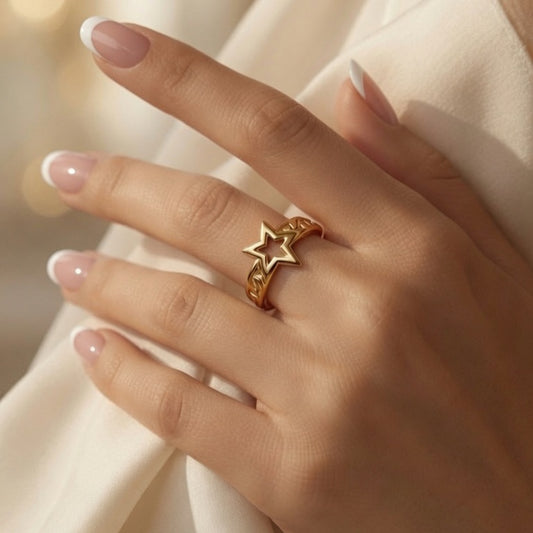 Starlight Stainless Steel Plating 18k Gold Plated Open Ring