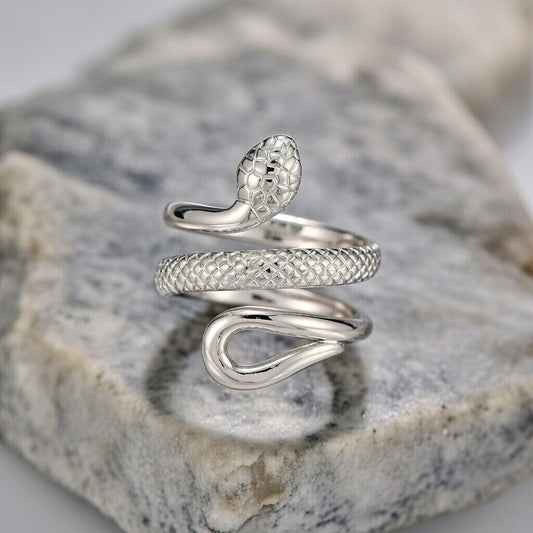 Snakes, PVD Coated Real Silver Plated 18K Stainless Steel Fashion Waterproof Non Tarnish Open Ring one size
