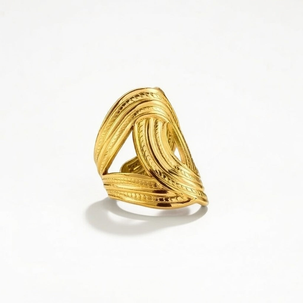 Cajun Stainless Steel Plating 18k Gold Plated Open Rings