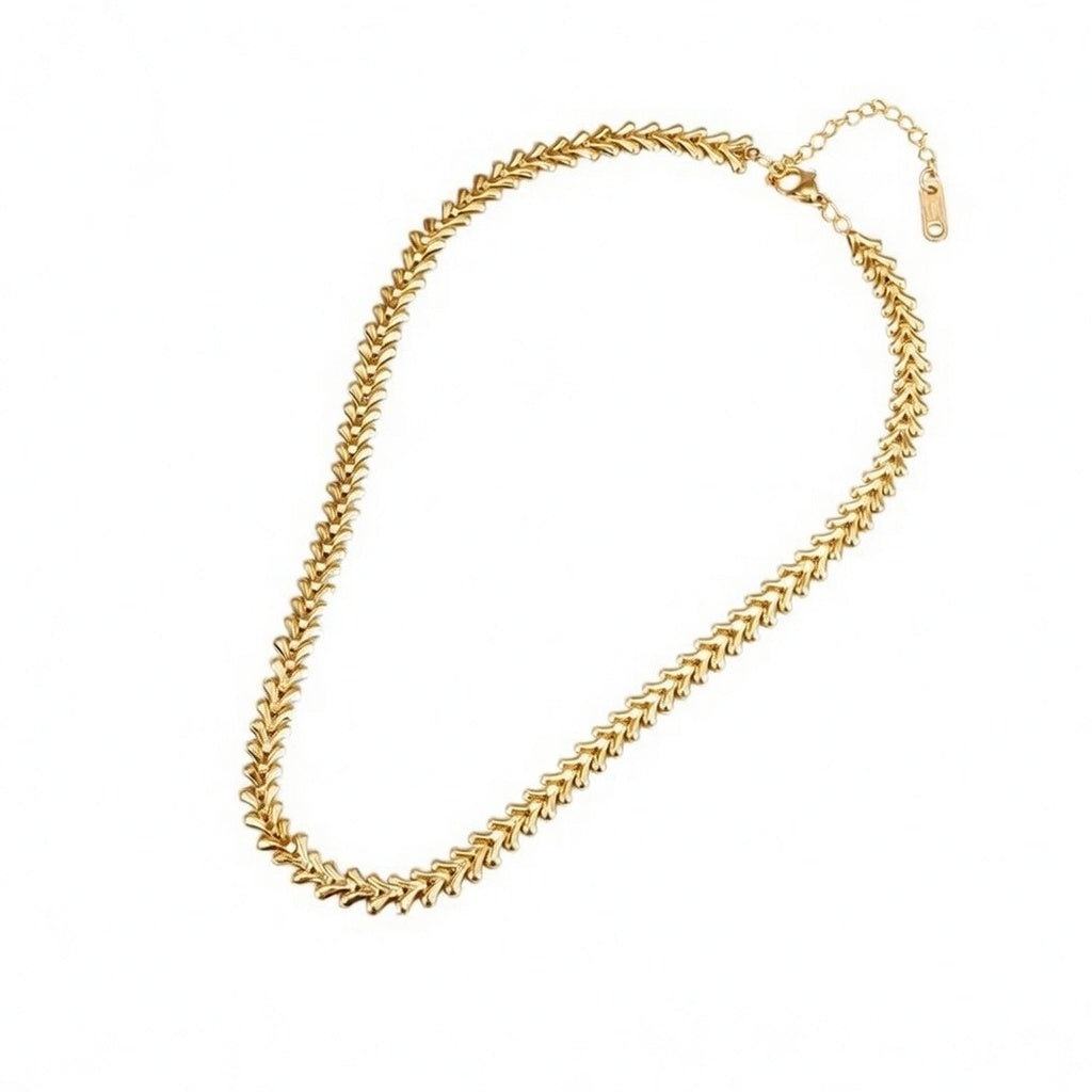 Ginger, Real Gold Plated 18K Gold Hearts Stainless Steel Waterproof Non Tarnish Choker Necklace