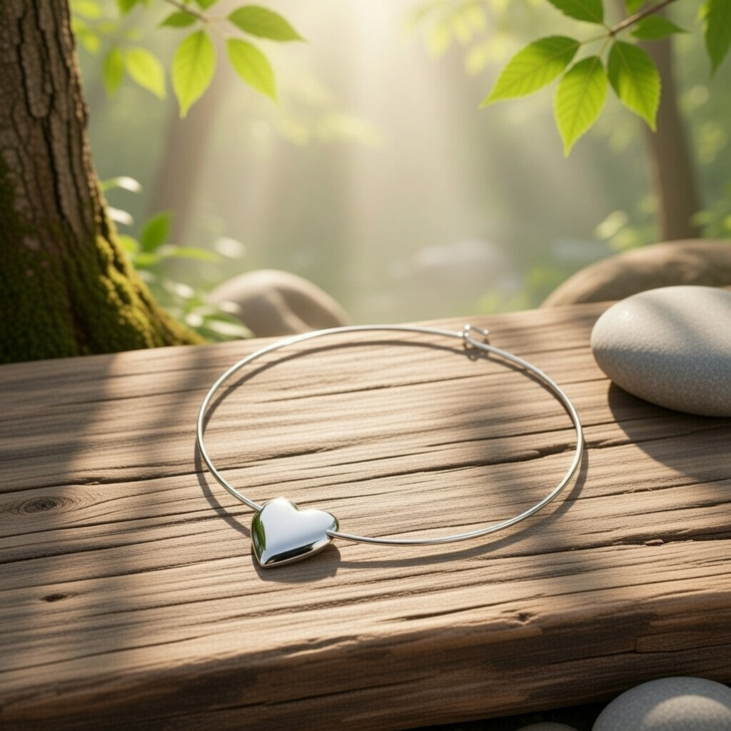 Monroe, PVD Coated Real Gold Plated Heart Shape Stainless Steel Waterproof Non Tarnish Irregular Choker in Steel Color