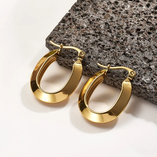 Valkyrie, Electroplating Golden Plated U Shape Stainless Steel Casual Earrings (1 Pair)