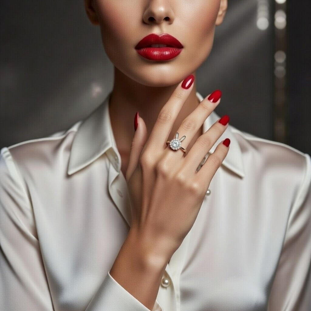 Honey Buny, Fashion Bunny Ear Copper Plating Inlay Pearl Zircon Open Ring