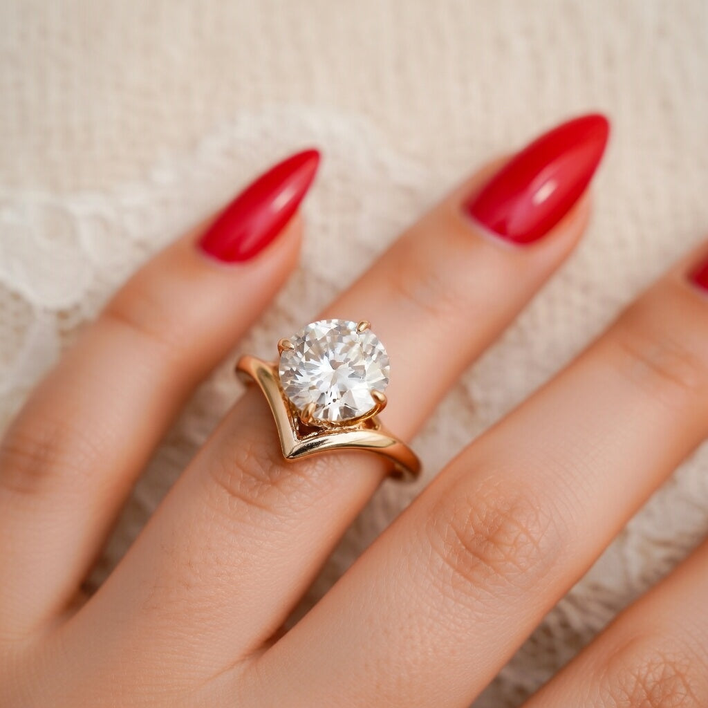 Fifi, Bezel Setting Stainless Steel Gold Plated Vacuum Electroplating, Zircon Placed Ring
