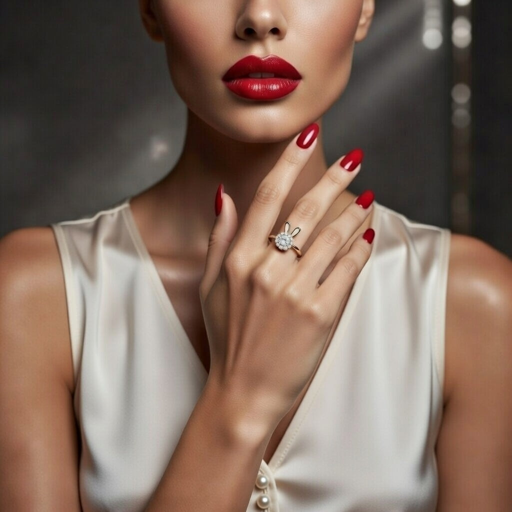 Honey Buny, Fashion Bunny Ear Copper Plating Inlay Pearl Zircon Open Ring