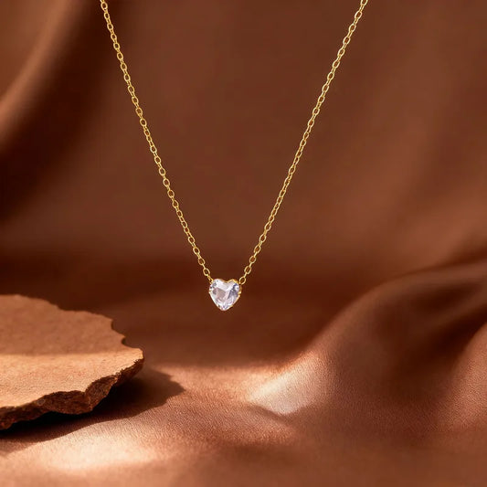 Mini Heart Shaped Diamond Necklace For Women Elegant Simple Choker Necklace