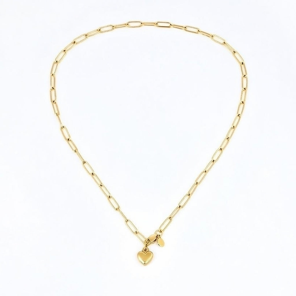 Heart Shape Stainless Steel Handmade Pendant Necklace Gold