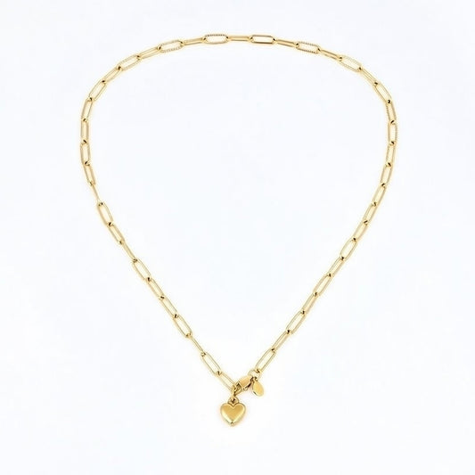 Heart Shape Stainless Steel Handmade Pendant Necklace Gold