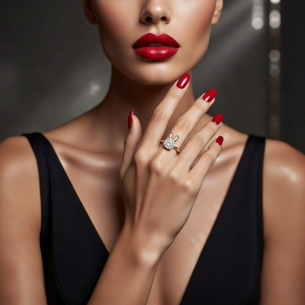 Honey Buny, Fashion Bunny Ear Copper Plating Inlay Pearl Zircon Open Ring