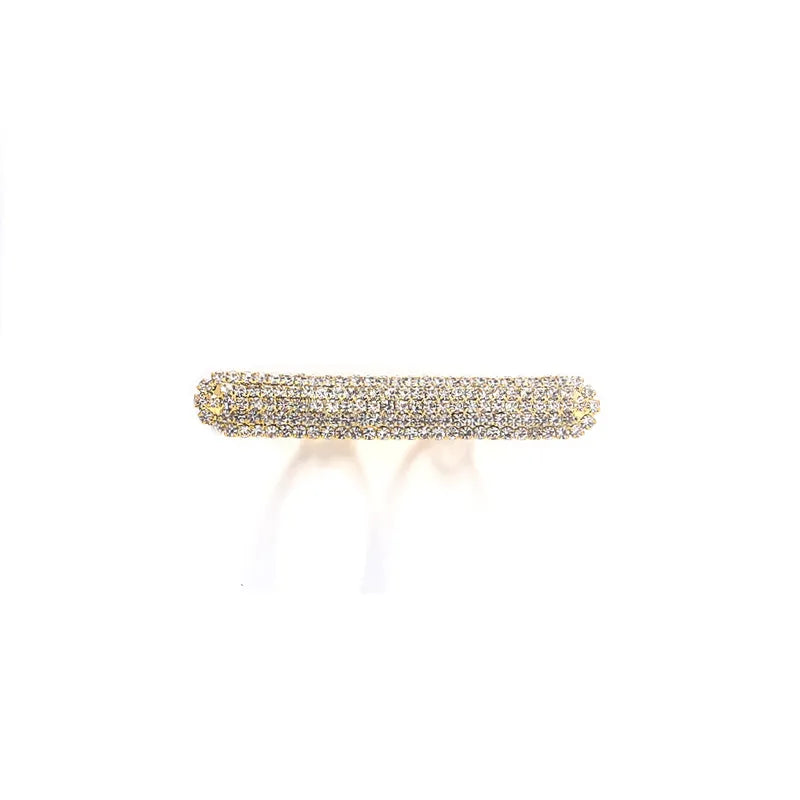 Prisilla, Gold Geometric Rhinestone Faux Diamond Double Finger Adjustable