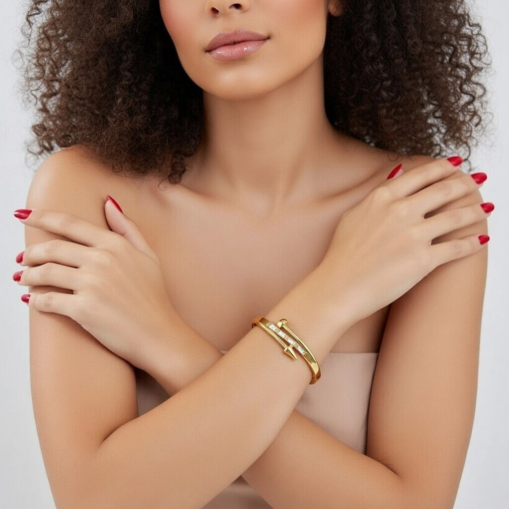 Tamryn, 18k gold plated, PVD coated bangle bracelet for women