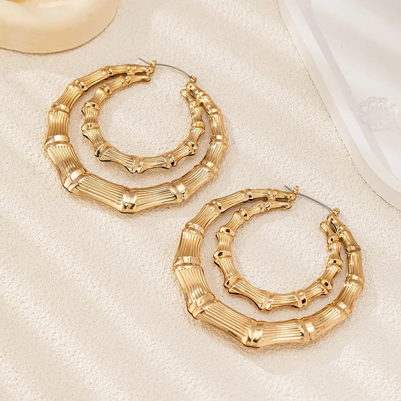 1 Pair Elegant Classic Style Bamboo Joint Plating Alloy Earrings