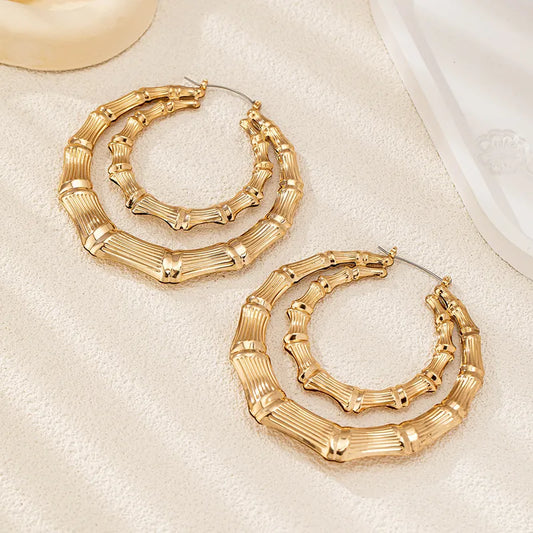 1 Pair Elegant Classic Style Bamboo Joint Plating Alloy Earrings