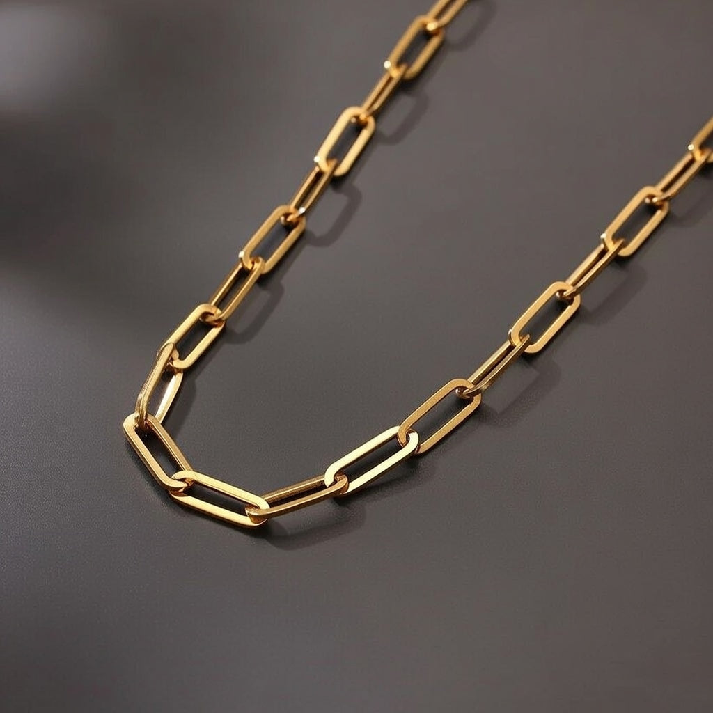 Block Style mid size stainless steel necklace in gold