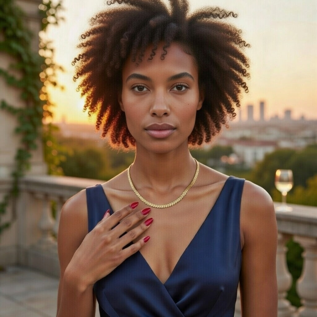 Ginger, Real Gold Plated 18K Gold Hearts Stainless Steel Waterproof Non Tarnish Choker Necklace