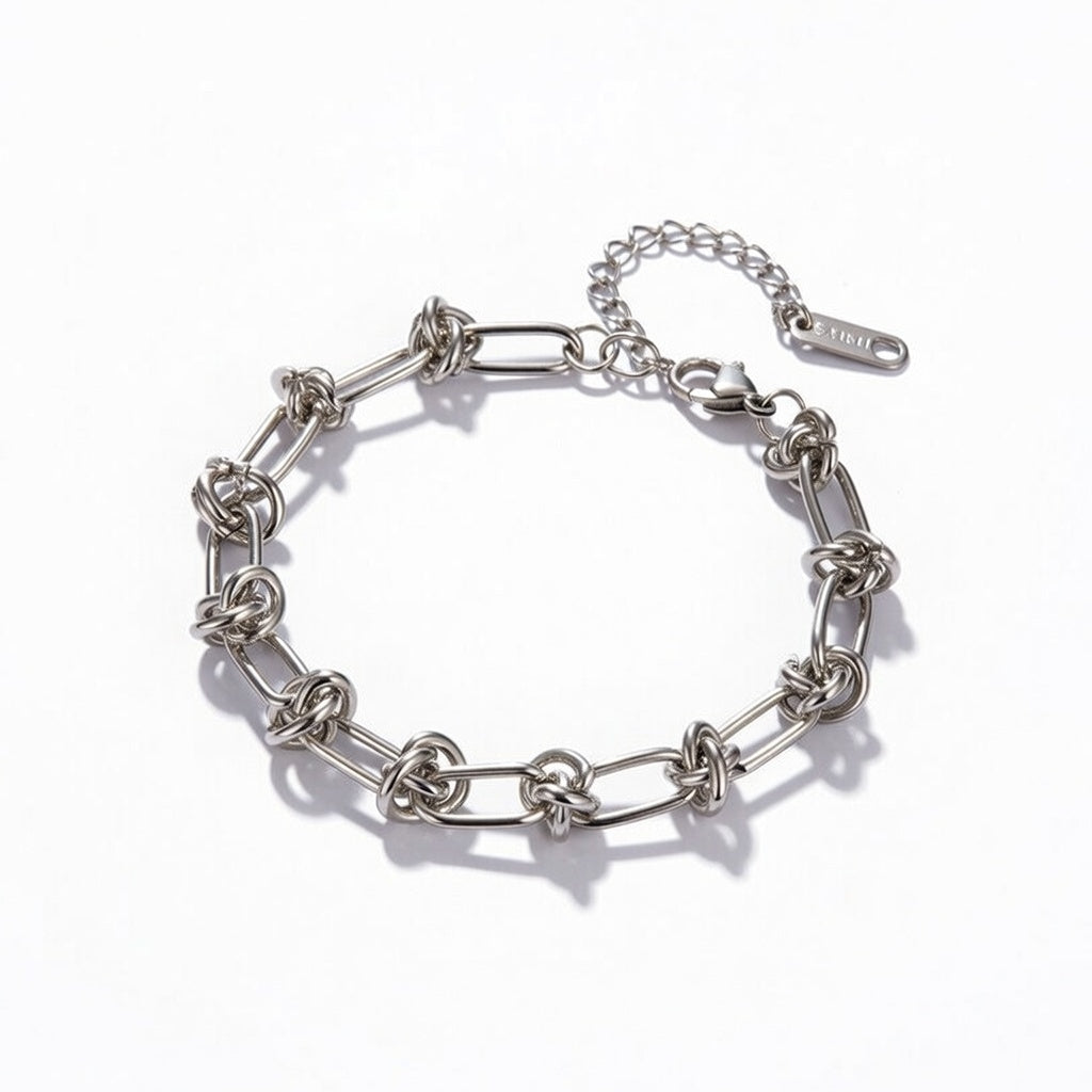 Desi, Titanium Steel Electroplating Chain Bracelet in Silver