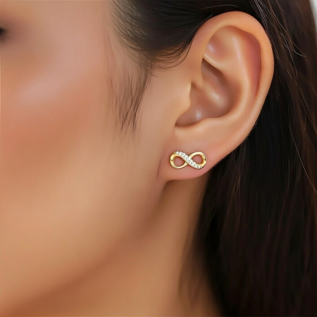 Fashionable Chic Couple Earrings Infinity / 8-Character Gold Plated