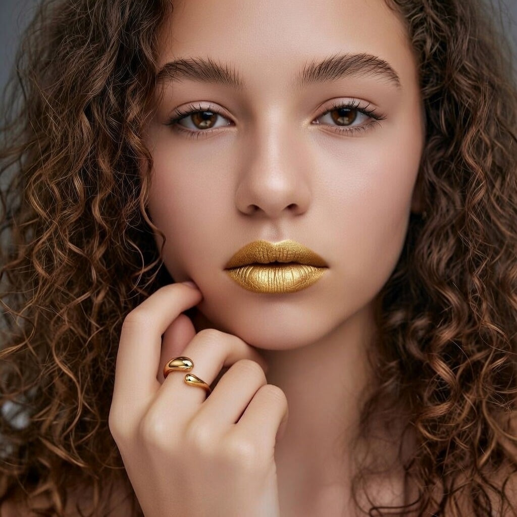 Aerie G, Modern Water Droplets 18K Gold Plated Metal in Gold