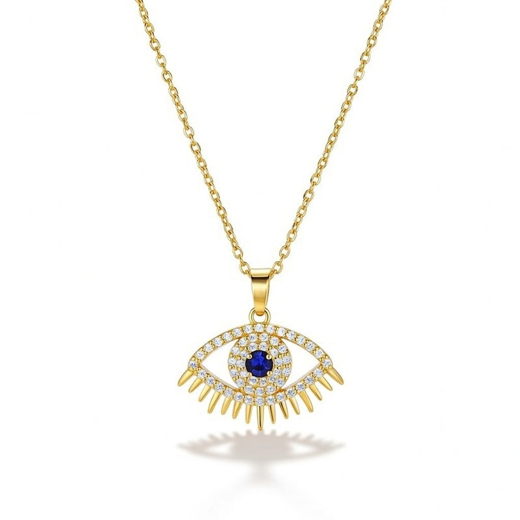 Evil Eye Stainless Steel Plating Inlay Zircon Pendant Necklace Gold