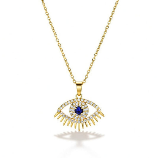 Evil Eye Stainless Steel Plating Inlay Zircon Pendant Necklace Gold