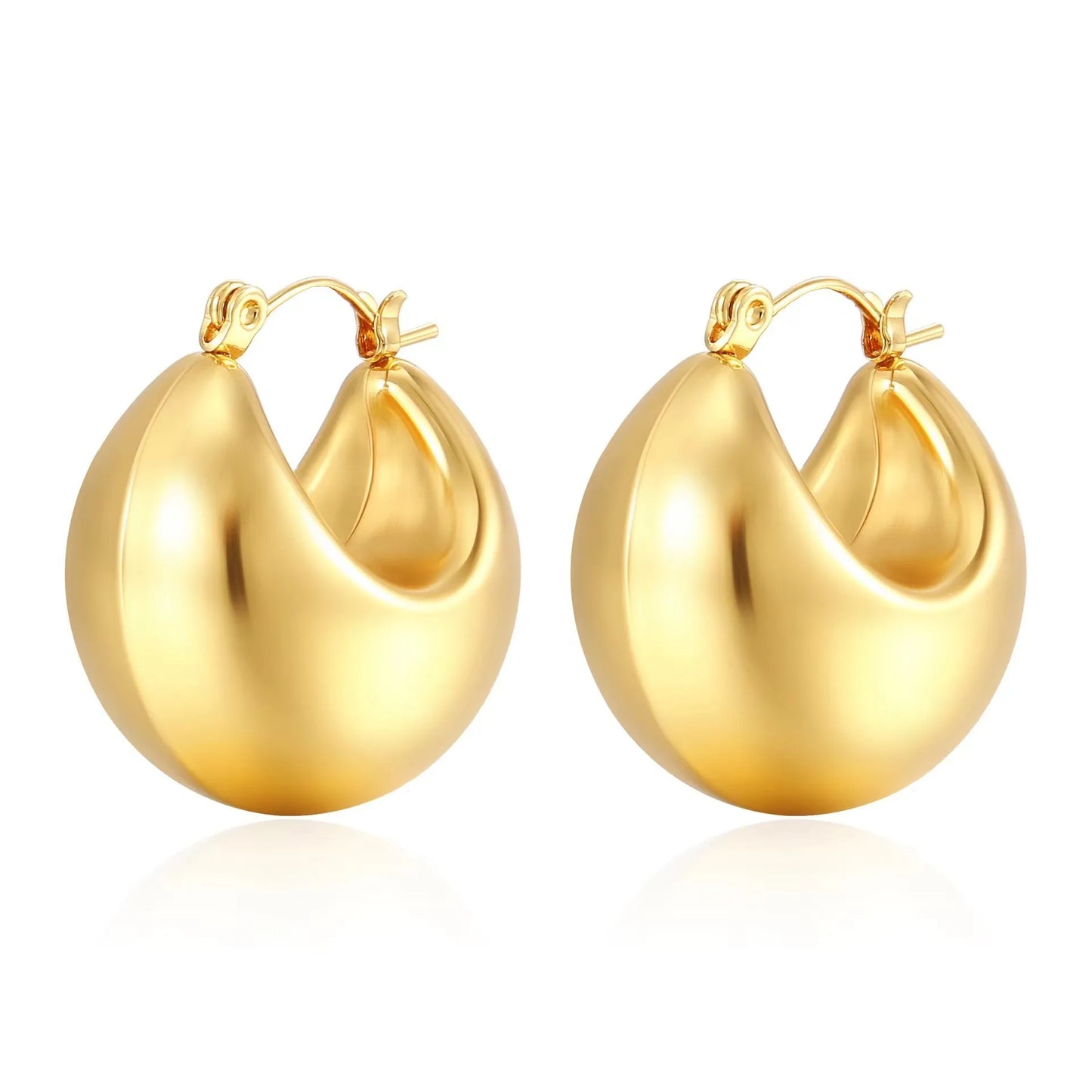 Scarlett, PVD Coated, 18K Gold Plated Solid Gold Color Drop Stainless Steel Retro Earrings