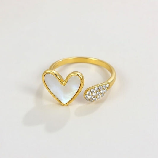 Ion Plating (IP) Stainless Steel 316 Casual Modern Style Waterproof Non Tarnish Inlay Open Rings (Open Ring FITS LIKE 6/7)