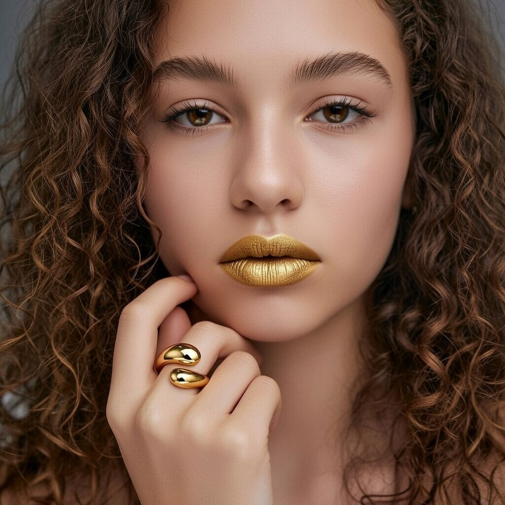 Aerie G, Modern Water Droplets 18K Gold Plated Metal in Gold