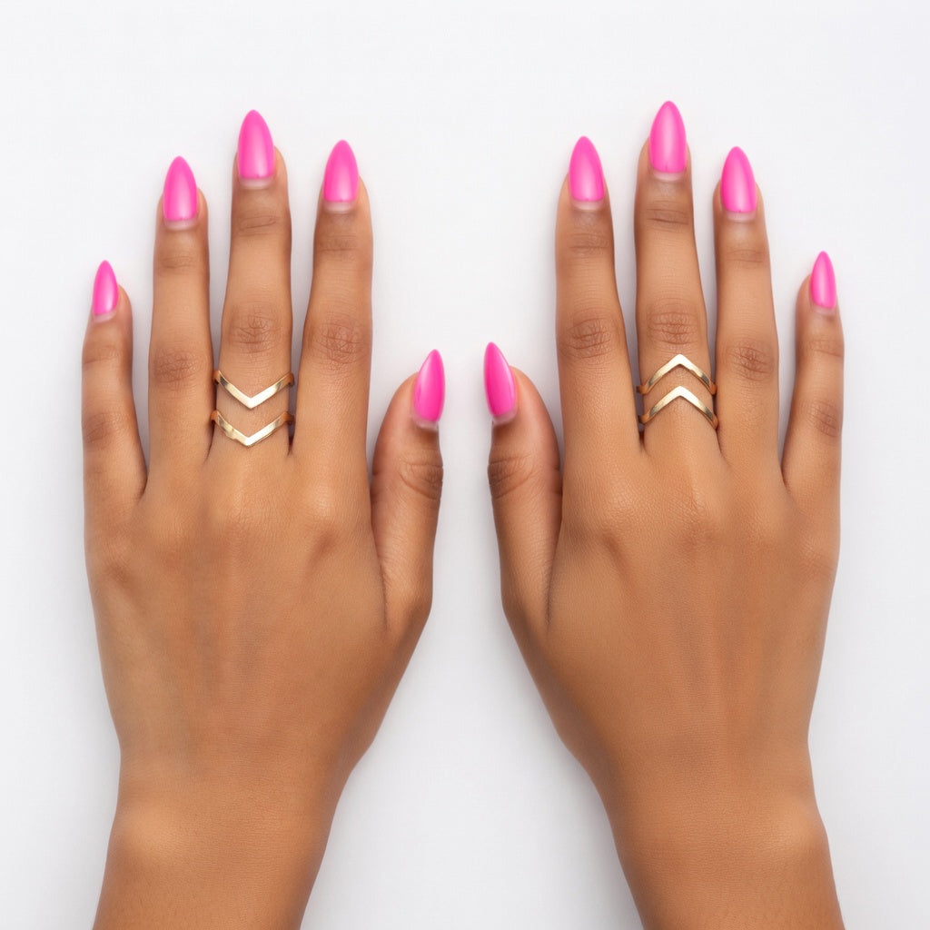 Vee, Double V Shape Gold Plated Women's Open Ring