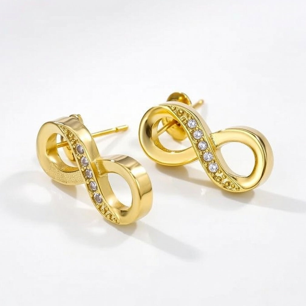Fashionable Chic Couple Earrings Infinity / 8-Character Gold Plated