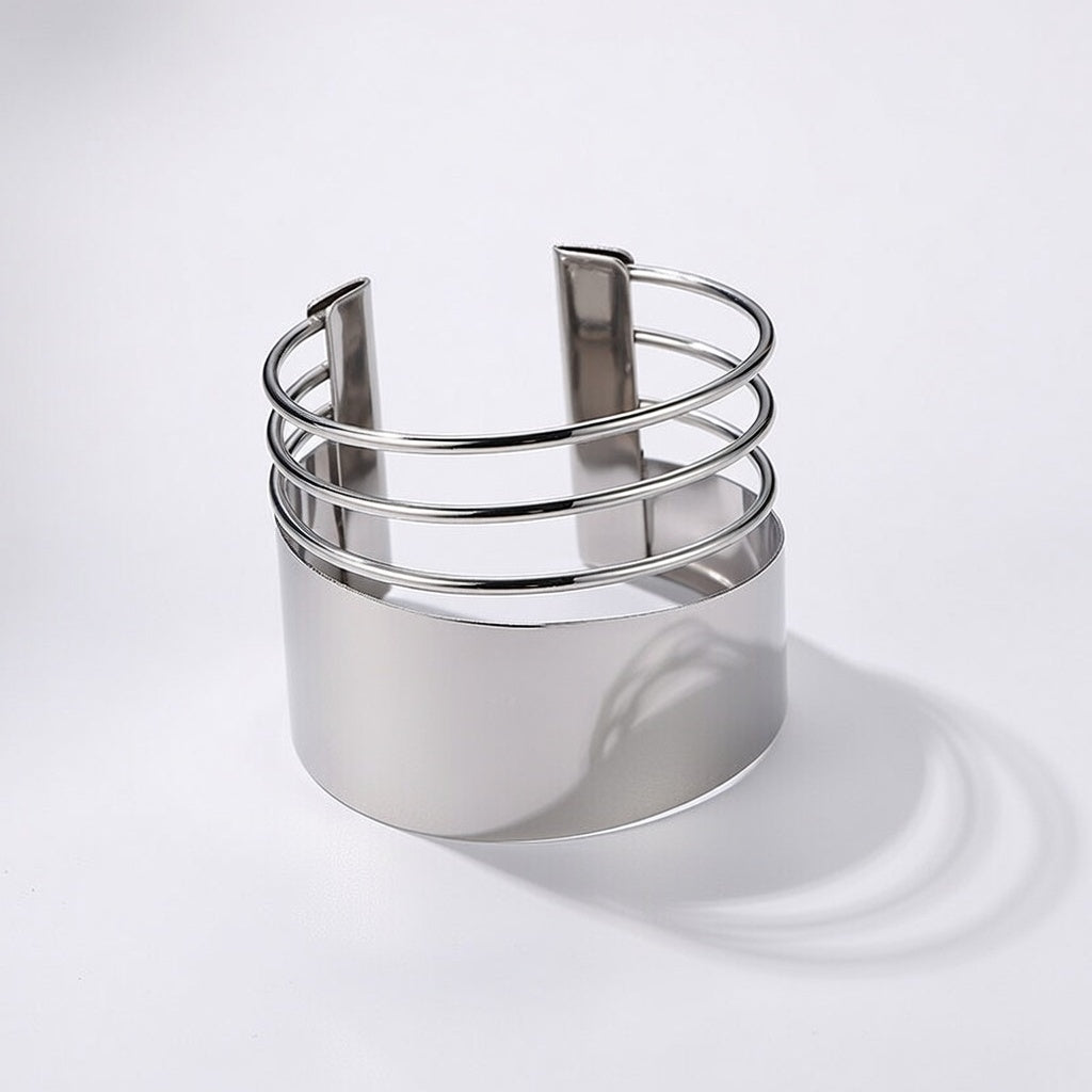 Half Style 18K Silver Plated Bangle Bracelet