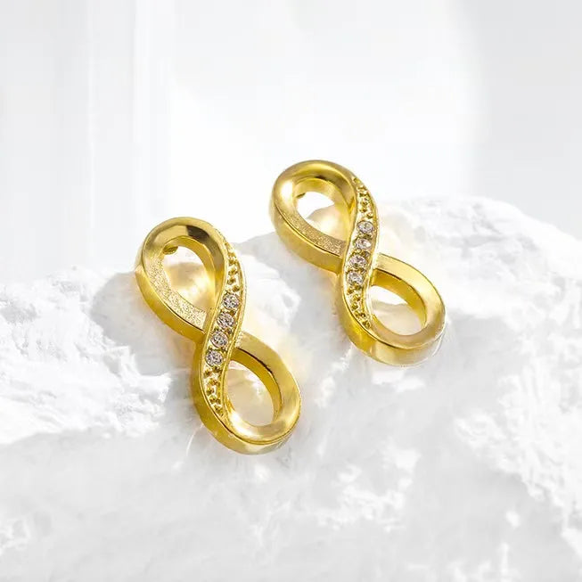 Fashionable Chic Couple Earrings Infinity / 8-Character Gold Plated