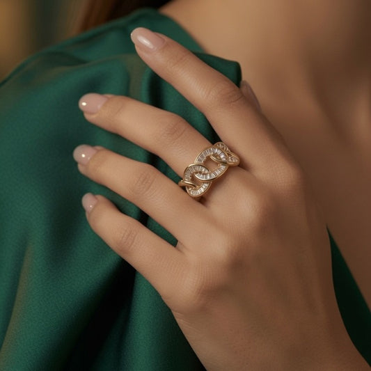 Glitter Me 18K Gold Plated Open Size Ring
