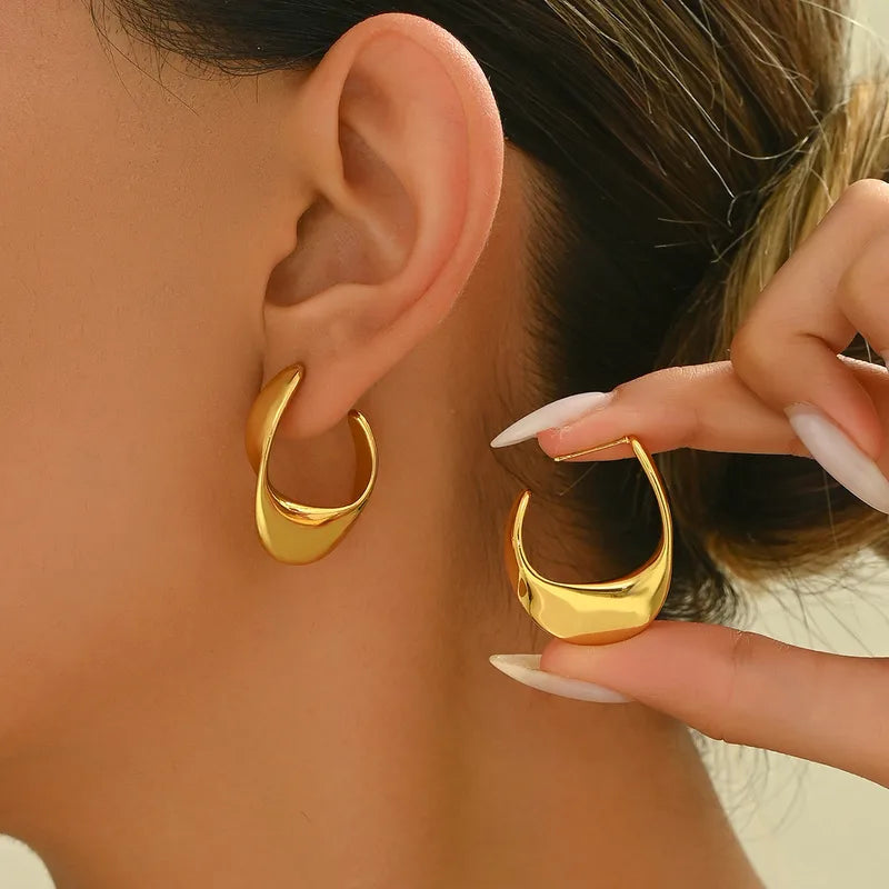 C Style 18K Gold Plated Stainless Steel Vintage Style Waterproof Non Tarnish Studs/Hoop