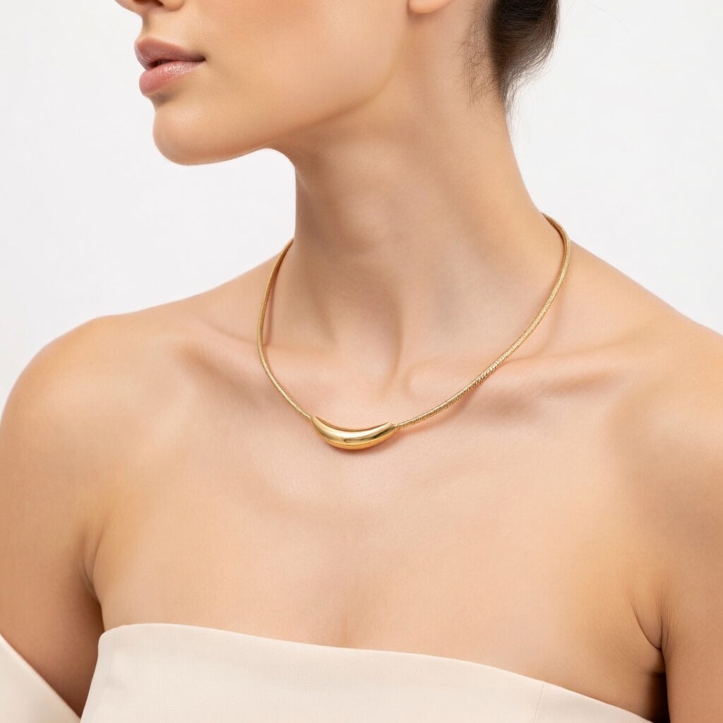 Aviana, Round Stainless Steel /  Titanium Steel Plating Choker