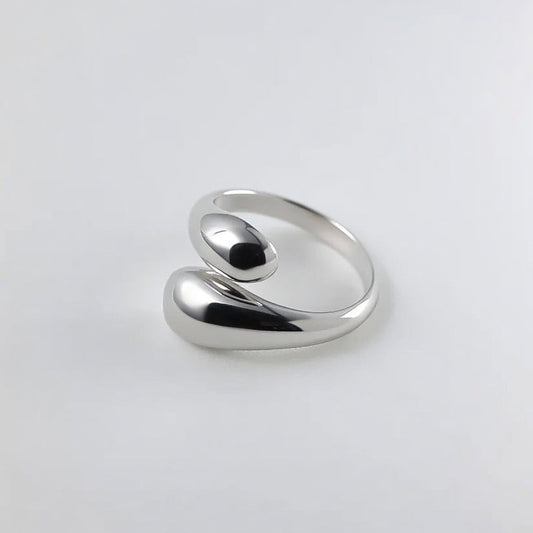 Aerie G, Droplets 18K Gold Plated Metal Adjustable Open Rings in Platinum Plated