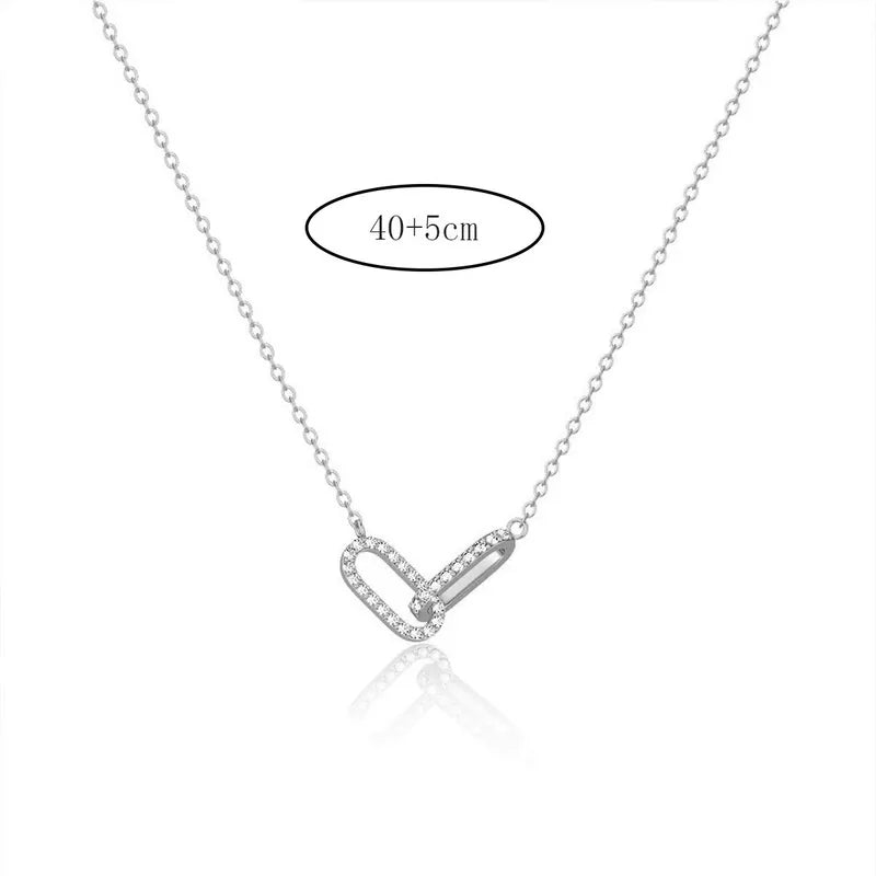 Bonnie, Double Oval Necklace Ring-to-Ring Double-Ring Pendant Diamond Plated