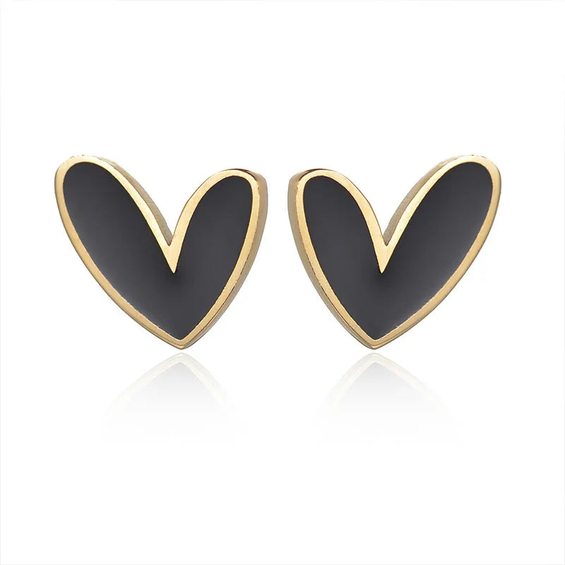 Stainless Steel Heart Shape PVD Coated 18K Real Gold Plated 18K Waterproof Non Tarnish Plating Ear Studs