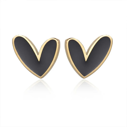 Stainless Steel Heart Shape PVD Coated 18K Real Gold Plated 18K Waterproof Non Tarnish Plating Ear Studs