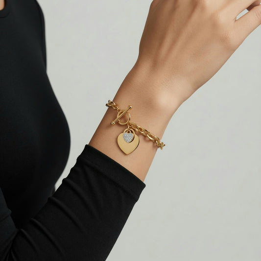 18K gold plated Stainless steel "Hearts" bracelet