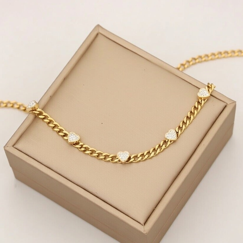 Heart Shape Stainless Steel Plating Inlay Zircon Necklace