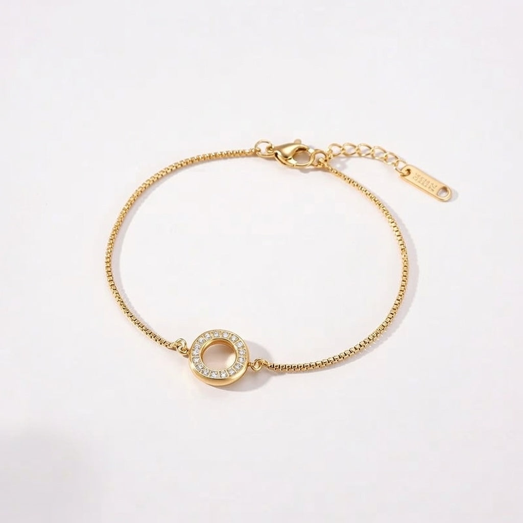 Ivanka 16K Gold Platinum Real White Gold Plated Round Bracelet (GOLD)