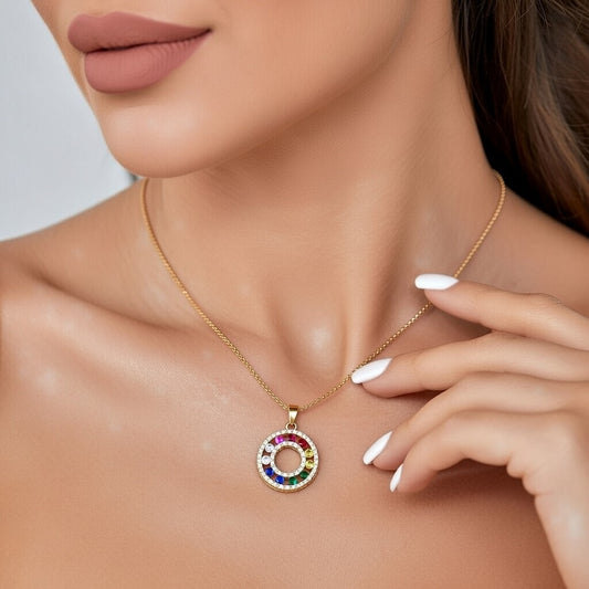 Four Leaf Clover Insect Stainless Steel Plating Inlay Zircon Pendant Necklace in Multi Color