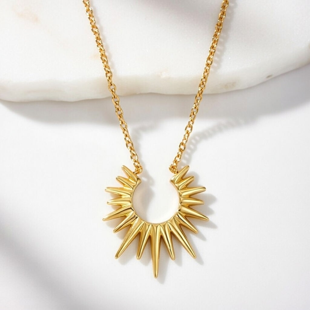 Irregular half circle pendant necklace