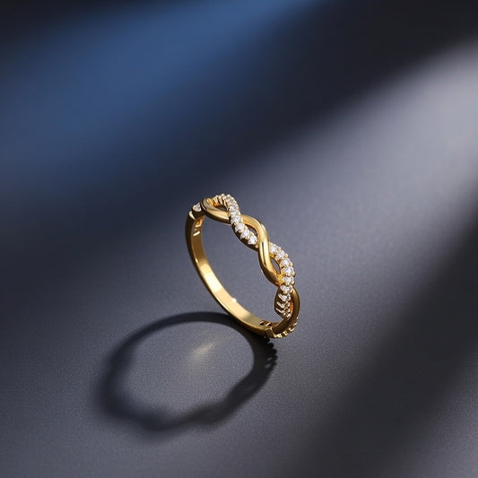 Luxie, Stainless Steel, Plating Inlay Pearl Zircon Open Ring 1 Piece Gold