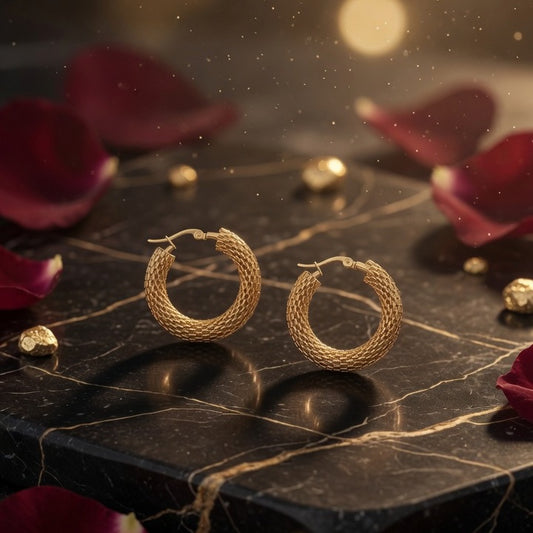 Amaretto, Circle Stainless Steel Plating Hoop Earrings 1 Pair