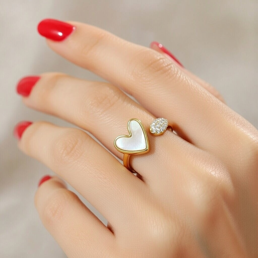 Ion Plating (IP) Stainless Steel 316 Casual Modern Style Waterproof Non Tarnish Inlay Open Rings (Open Ring FITS LIKE 6/7)