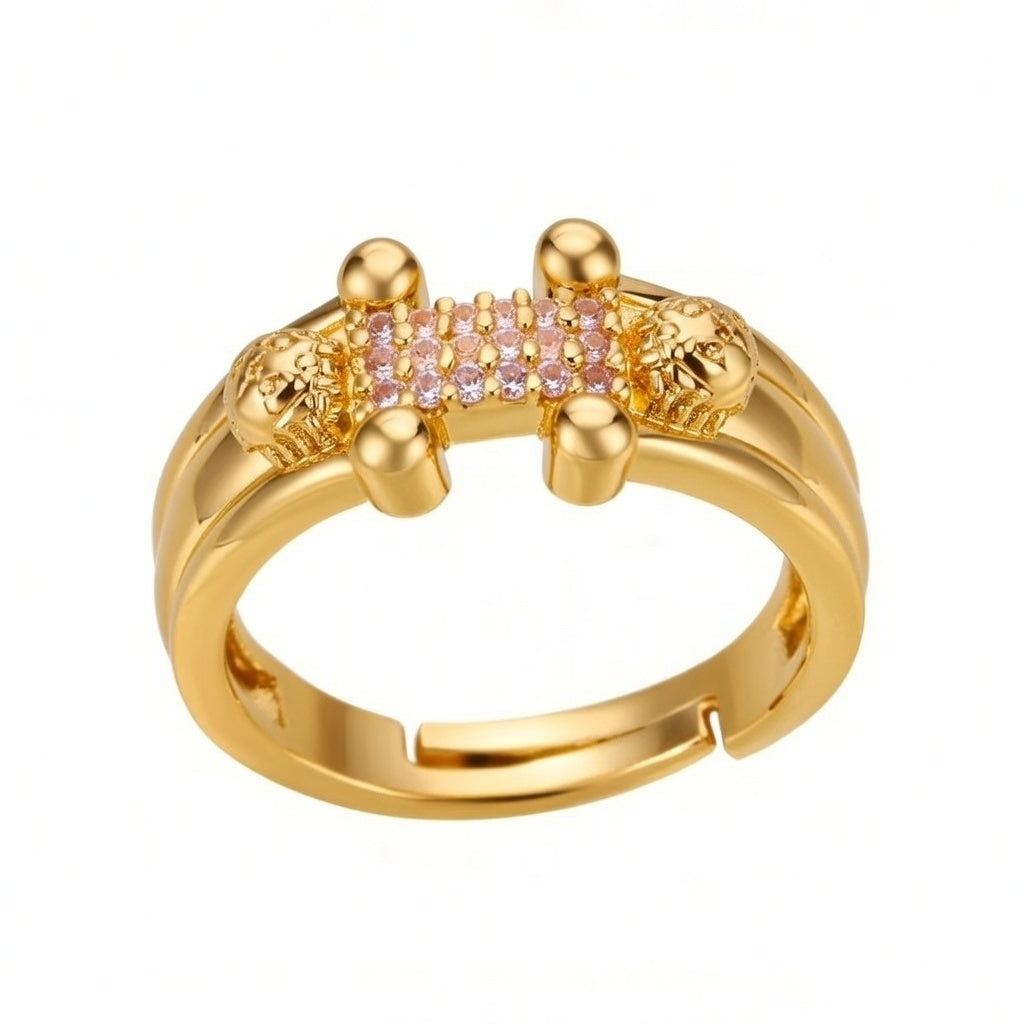 Champagne Style Coated, Gold Plated Geometric Flower 304 Stainless (OPEN FITS LIKE 6/7)